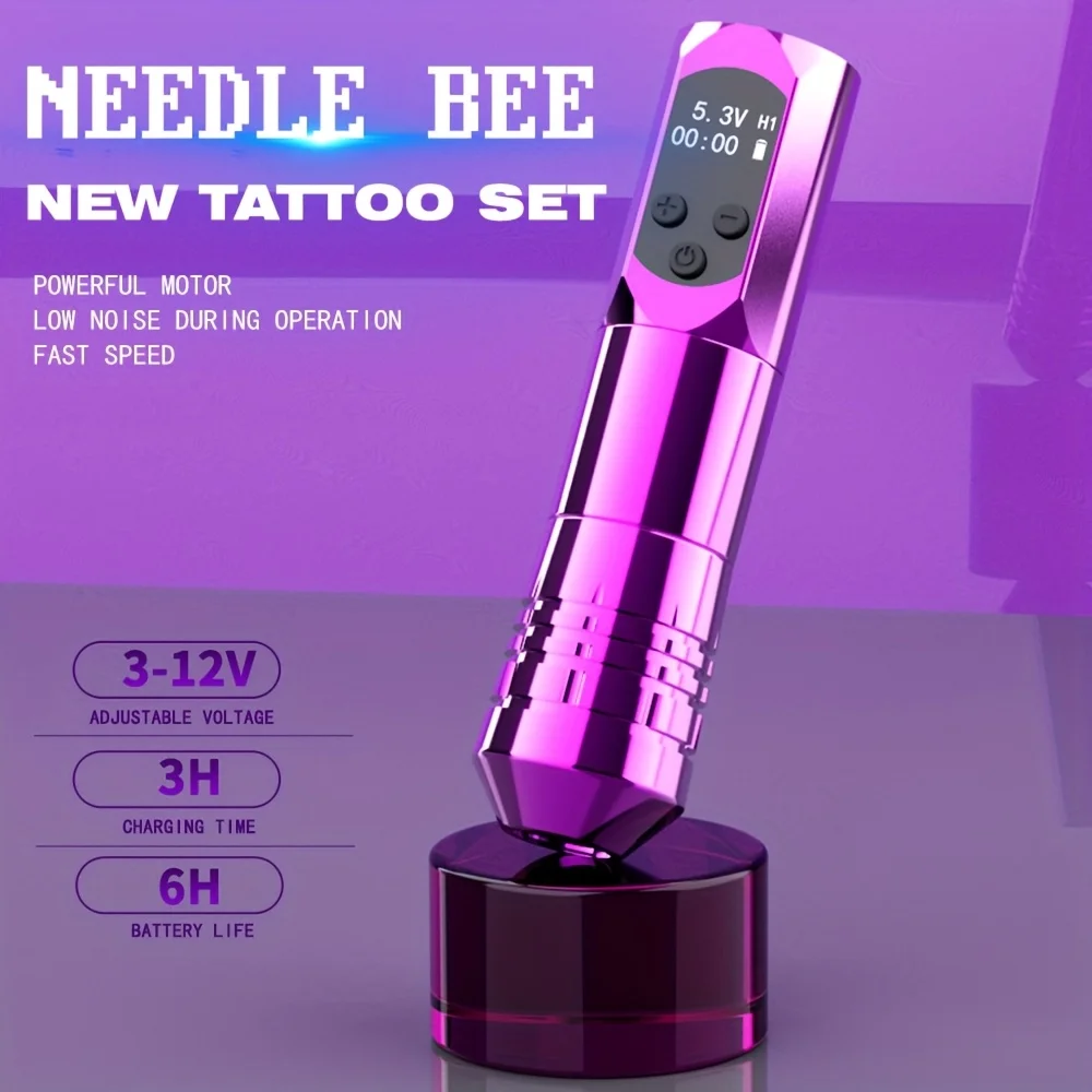 Tattoo Kit Wireless Tattoo Pen Kit Wireless Tattoo Gun Set Configuration with 20 Cartridge Needles and 40 Ink Cups Professional Machine Supplies for Beginners and Masters Lovers' Gifts
