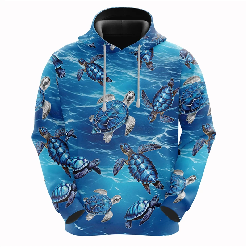 

Худи мужское пляжное с 3D-принтом черепахи, повседневная одежда с графическим принтом морских звезд, пуловеры с морскими животными, гавайский детский спортивный костюм