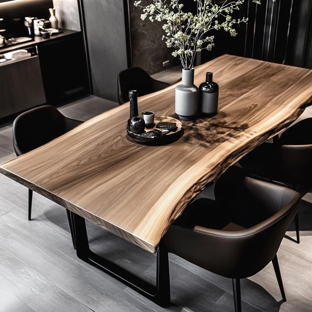 סט שולחן אוכל עץ מסעדת מלון 8 מושבים שולחן אוכל עץ massif