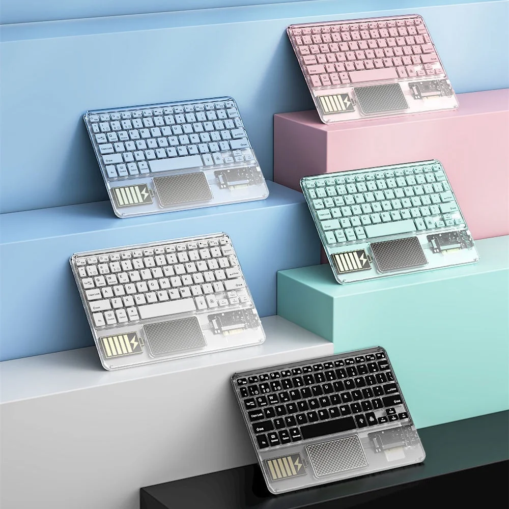 Беспроводная сенсорная клавиатура с подсветкой Клавиатура RGB клавиатура прозрачная кристальная Bluetooth клавиатура универсальная для ноутбука настольного ПК