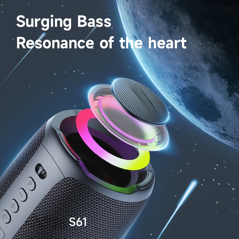S61 Bluetooth Speaker,with IPX6 Waterproof Protection and Outdoor Bass Sound for Backyard and Beach Party,10W Loudspeaker HOT