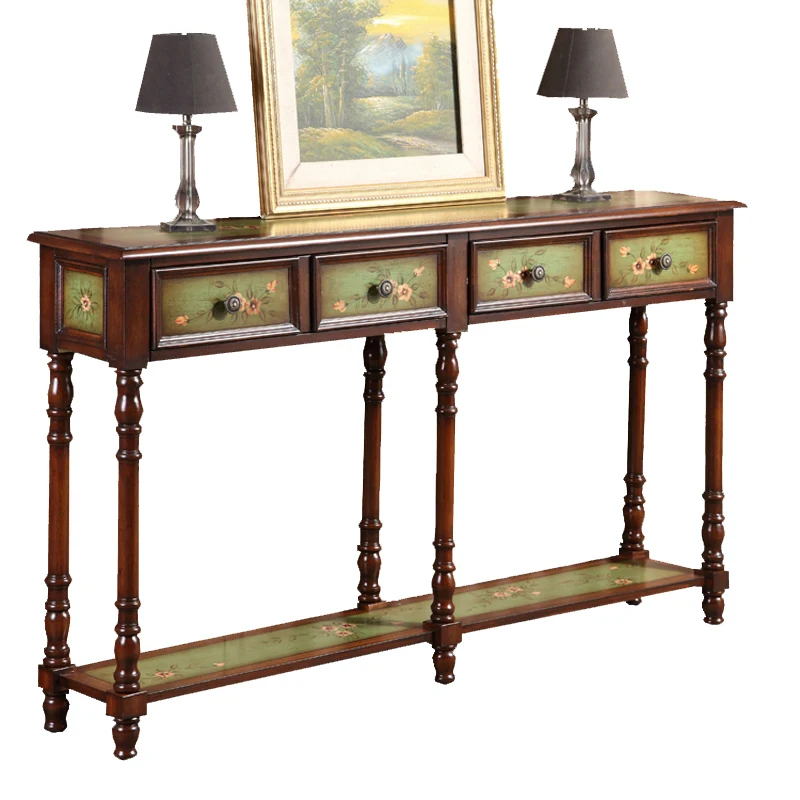 

YY American Country Console European New Classical Hallway Decorative Corridor Side Table