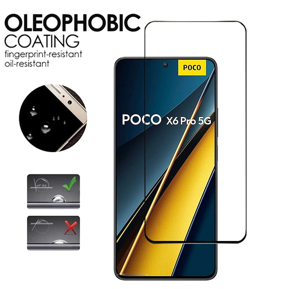 Movie, Poco X6 Pro 5G Pelicula de Vidro Temperado Little X6 X5 F5 Pro Screen Protector Glass For Xiaomi Poco X6Pro Tempered Glass & Camera Film Poko C65 M6 Pro Full Cover Protections PocoX6 Phone Front Glass