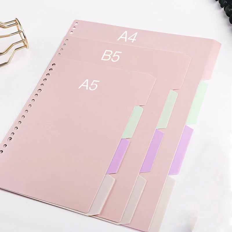 Candy Color Dividers A4 B5 A5 Planner Index Divider Page Plastic Classification Page Tab Bookmark Planner Inserts 8 Pcs/set