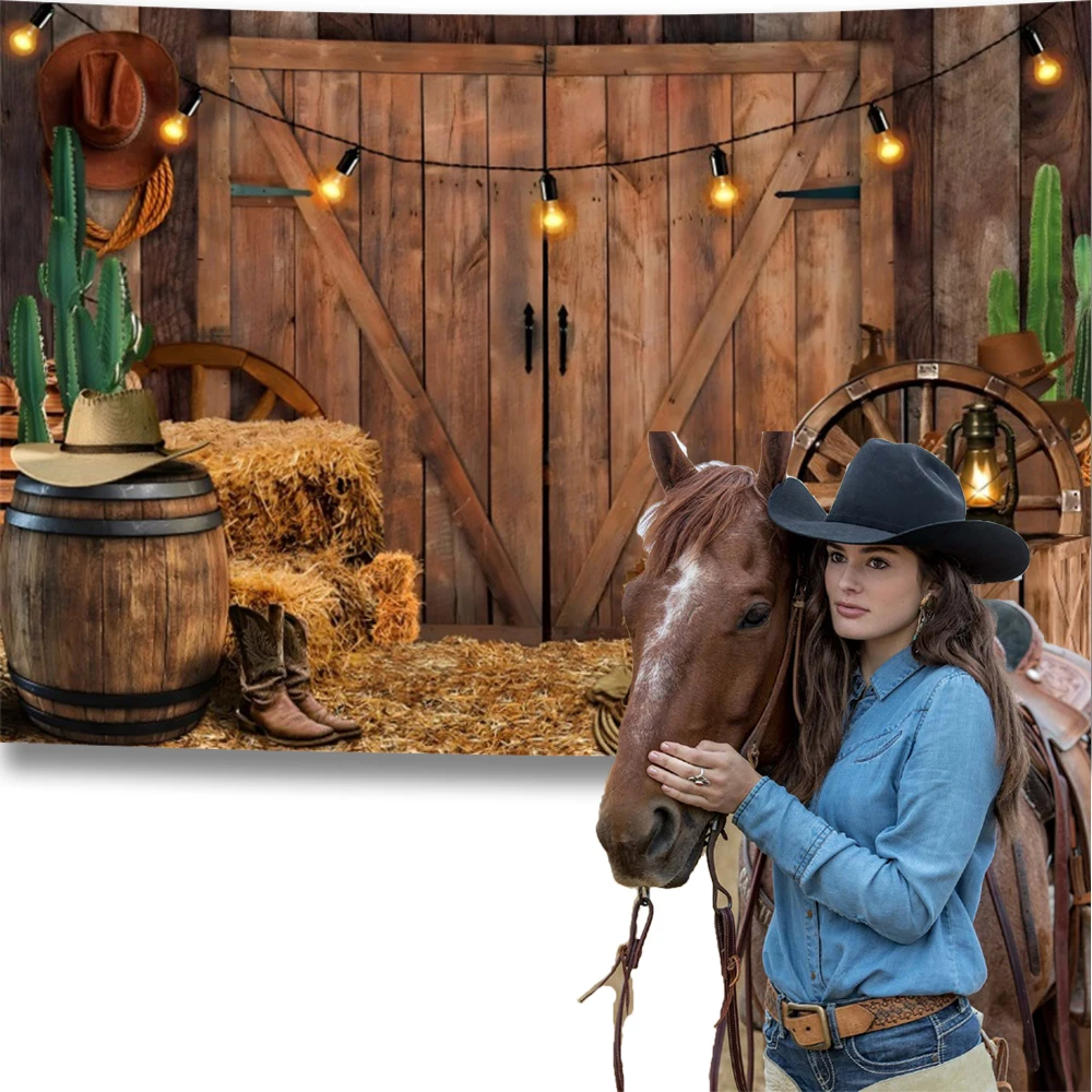 Striscione Per Feste A Tema Cowboy: Sfondo Western Con Teschi E Chitarra Per Decorazioni Selvaggio West - 2