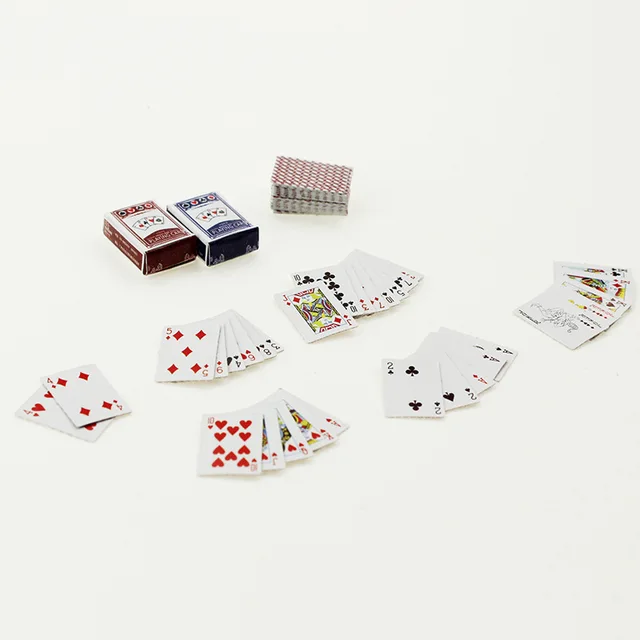 1Set Mini Poker Playing Cards Toys Pretend Play paper Poker model for Barbi House 1/12 Dollhouse Miniature Decor Accessories 4