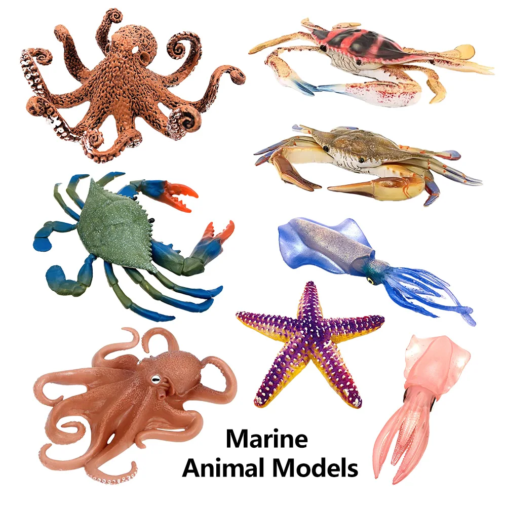 Cute Mini Soft Squid Starfish Marine Animal Model Ornament for Stress Relief Children's Education Gift Home Decoration