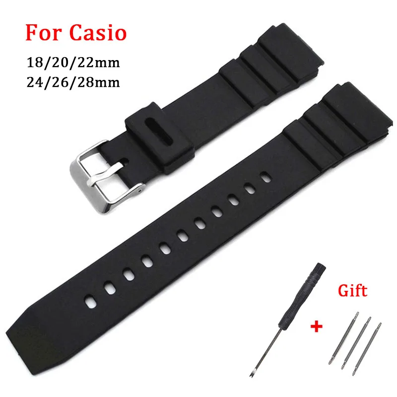 Silikonarmband für Casio 18 mm 20 mm 22 mm 24 mm 26 mm 28 mm Gummi wasserdichtes Armband Studenten elektronisches Sport-Universal-Armband – Detail 1