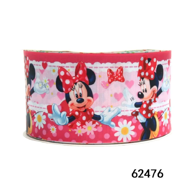 

5Yards Disney Minnie Mouse Ribbon Printed Flower Grosgrain Ribbon for Hairbows DIY 10y 20y 50y