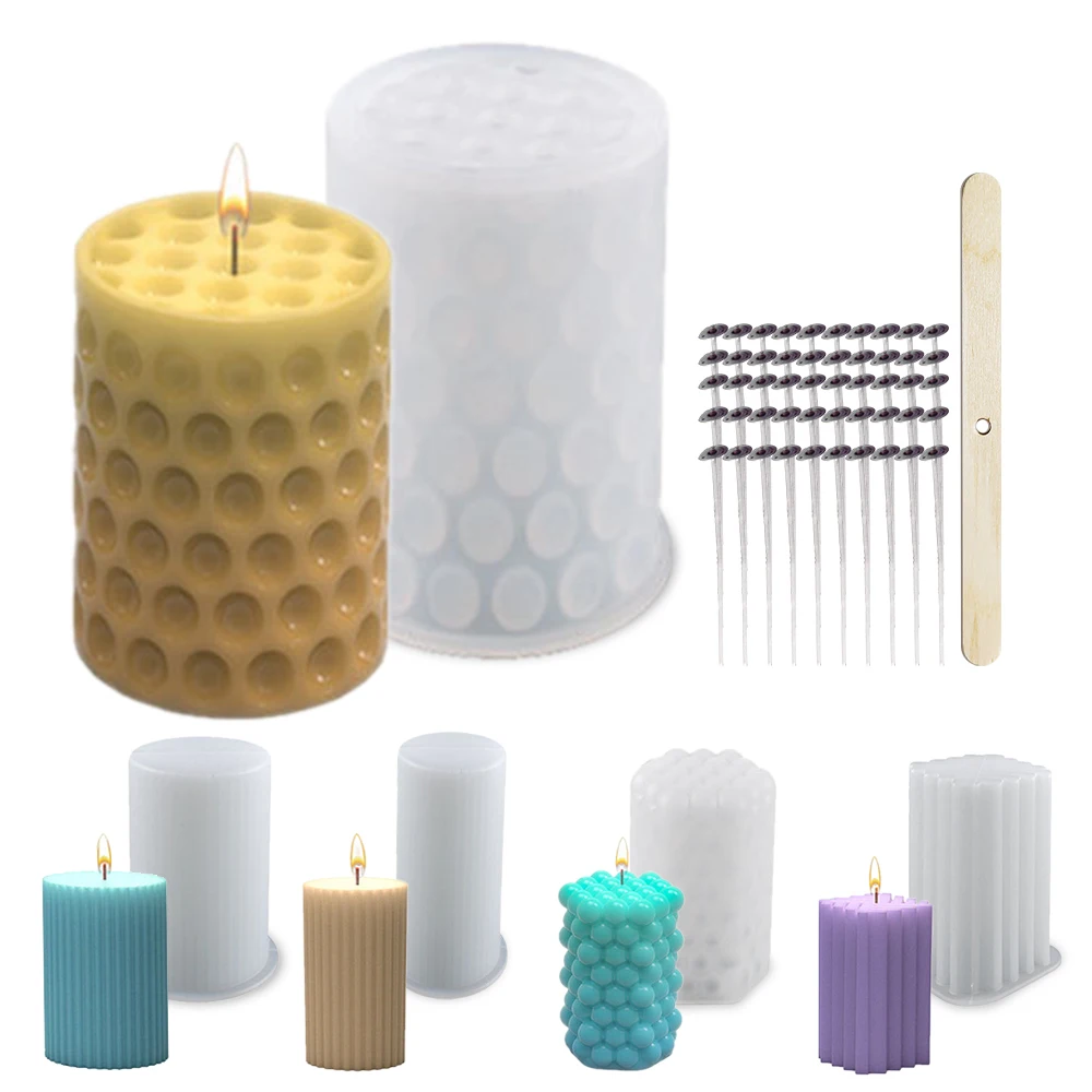 3D Silicone Candle Molds DIY Cylinder Aromatherapy Candle Making Mould