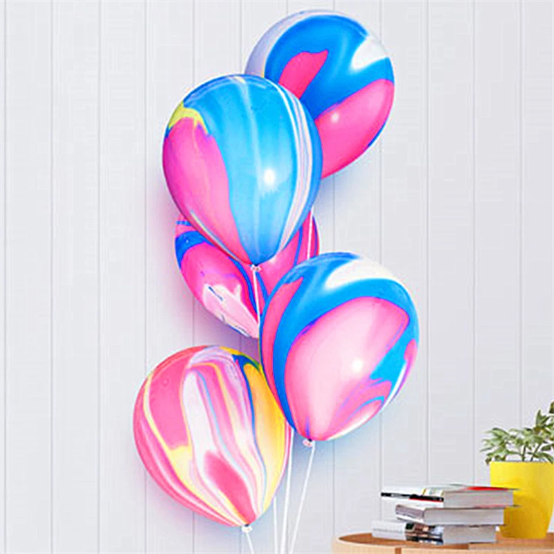 Colorful Agate Marble Latex Balloons - 12 Inch Party Decorations for Weddings, Birthdays, and Baby Showers