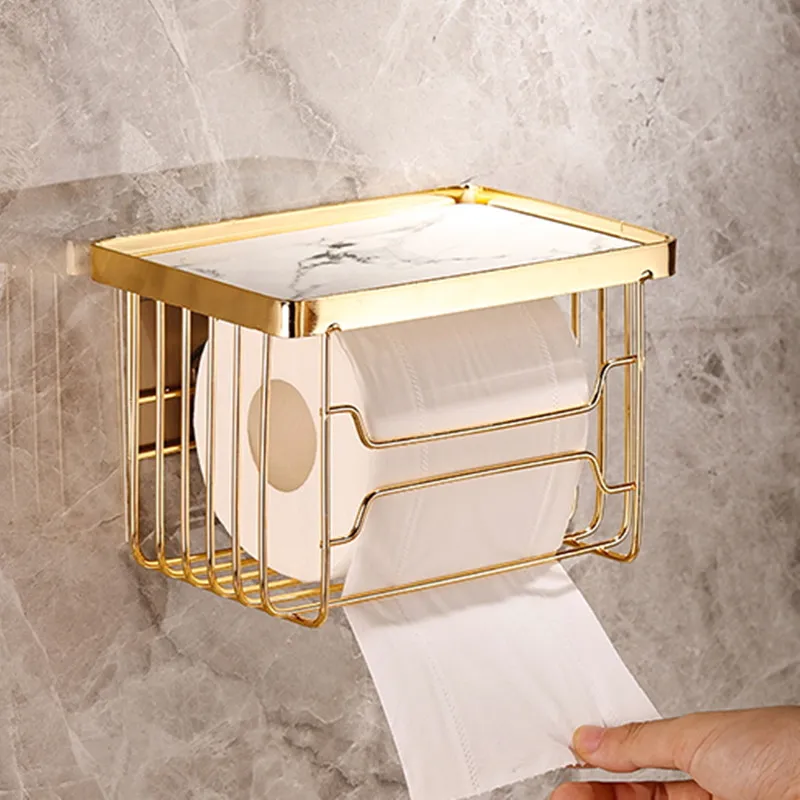 

Punch-free Stainless Steel Paper Towel Holder Wall Multifunction Shelves Toilet Tissue Storage Holder Bathroom Accessories