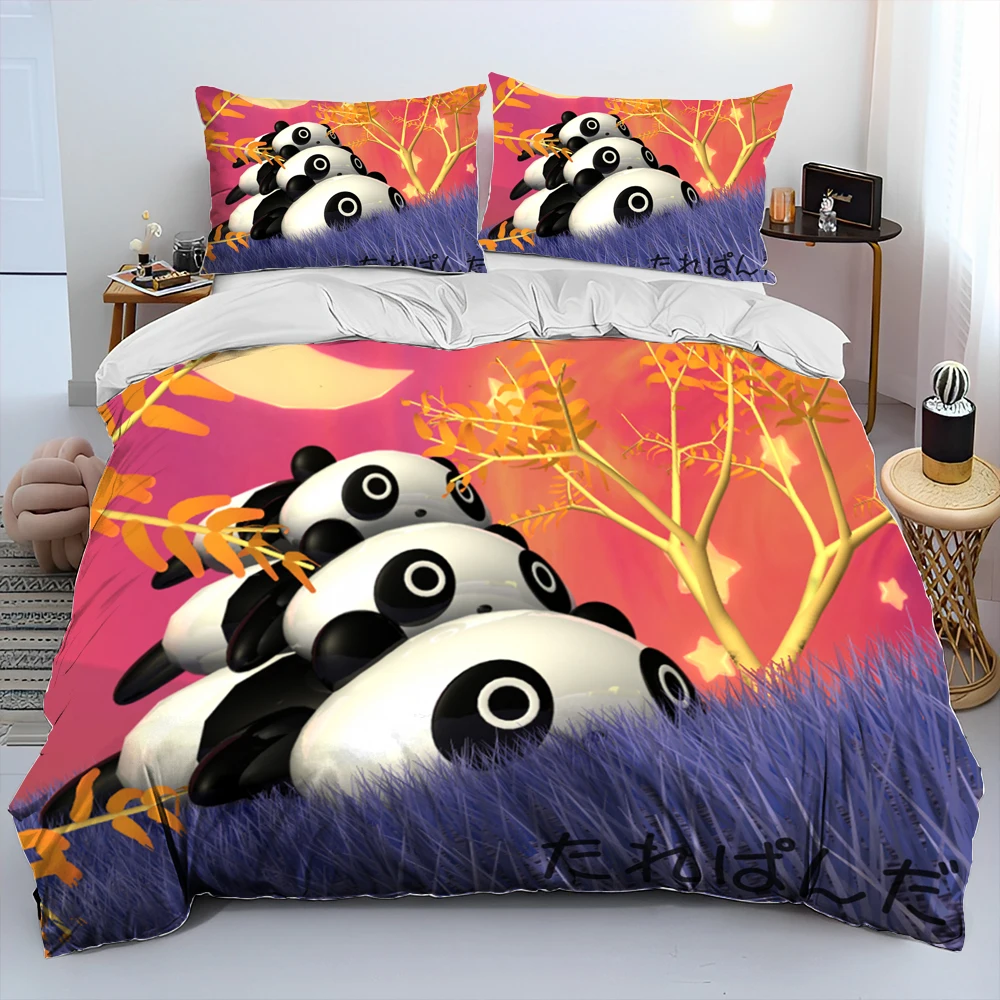 

3D Cartoon Cute Panda Comforter Bedding Set,Duvet Cover Bed Set Quilt Cover Pillowcase,King Queen Size Bedding Set Adult Child