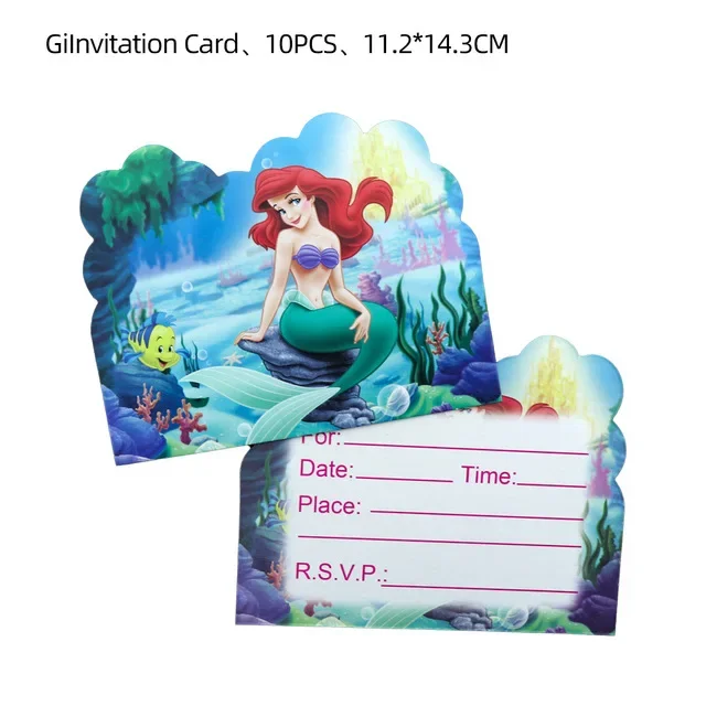 Disney Girl's birthday party Little Mermaid themed banner paper cup balloon tablecloth