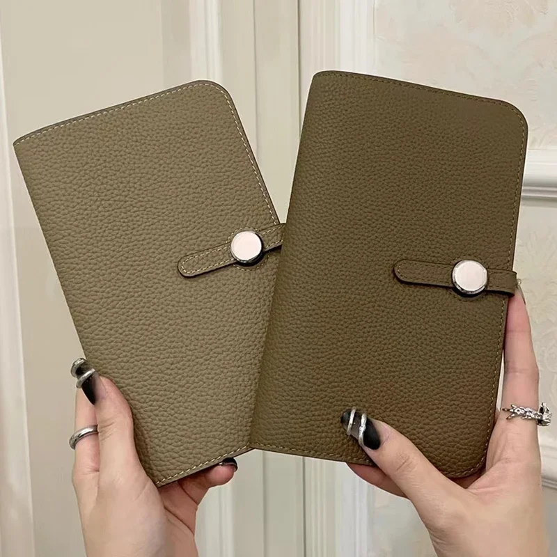 여성용 정품 가죽 지갑, 대용량 장지갑, 다기능 핸드백 여권 거치대 