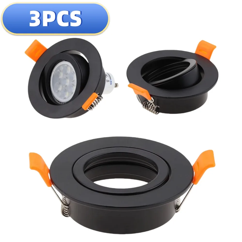 3/6/ 9 Black Round Recessed Downlight Holder 82mm Cut-out 62mm Adjustable Frame Housing Round Spotlights