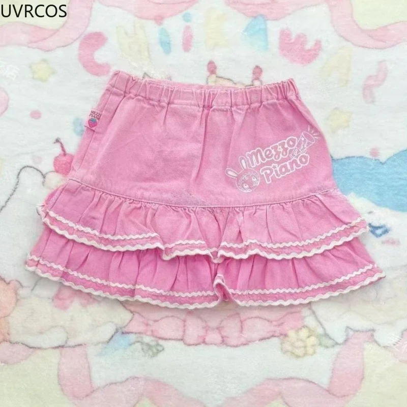 Pink Kawaii Lolita Style Pleated Skirts Japanese Fashion Women Sweet Cartoon Bunny Embroidery Cake Mini Skirts Y2k Faldas Mujer 3