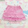 Pink Kawaii Lolita Style Pleated Skirts Japanese Fashion Women Sweet Cartoon Bunny Embroidery Cake Mini Skirts Y2k Faldas Mujer 3