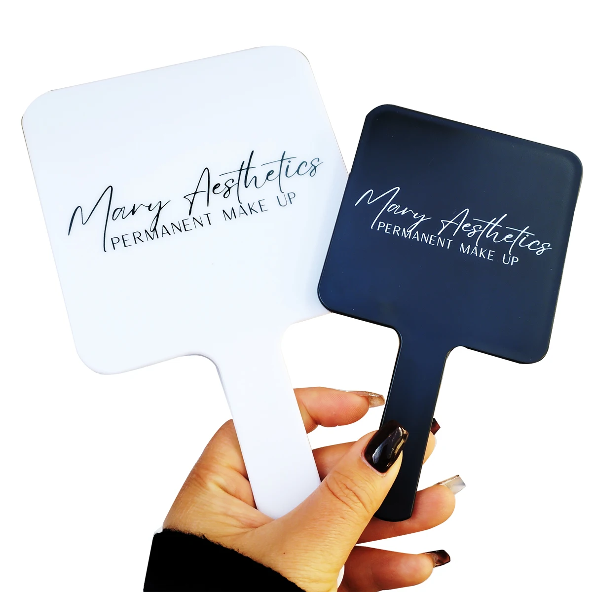 Wholesale Custom Heart Makeup Mirror Hand Held Cute Wholesale 5/10Pieces Lot Mirror Square With Custom Logo 4