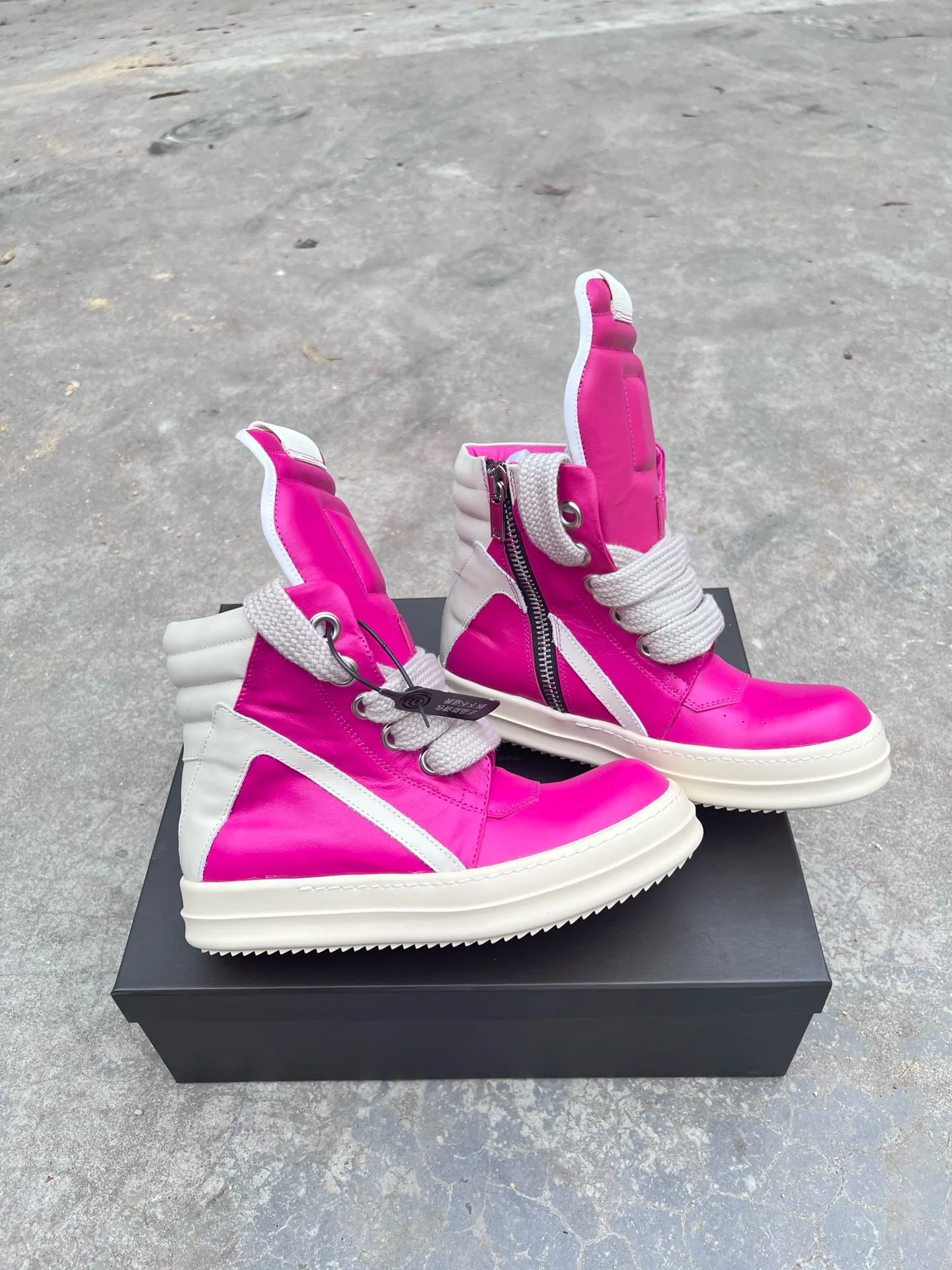 Genious Pink Leather Jumbo Lace High Top Geobasket Owens Quality