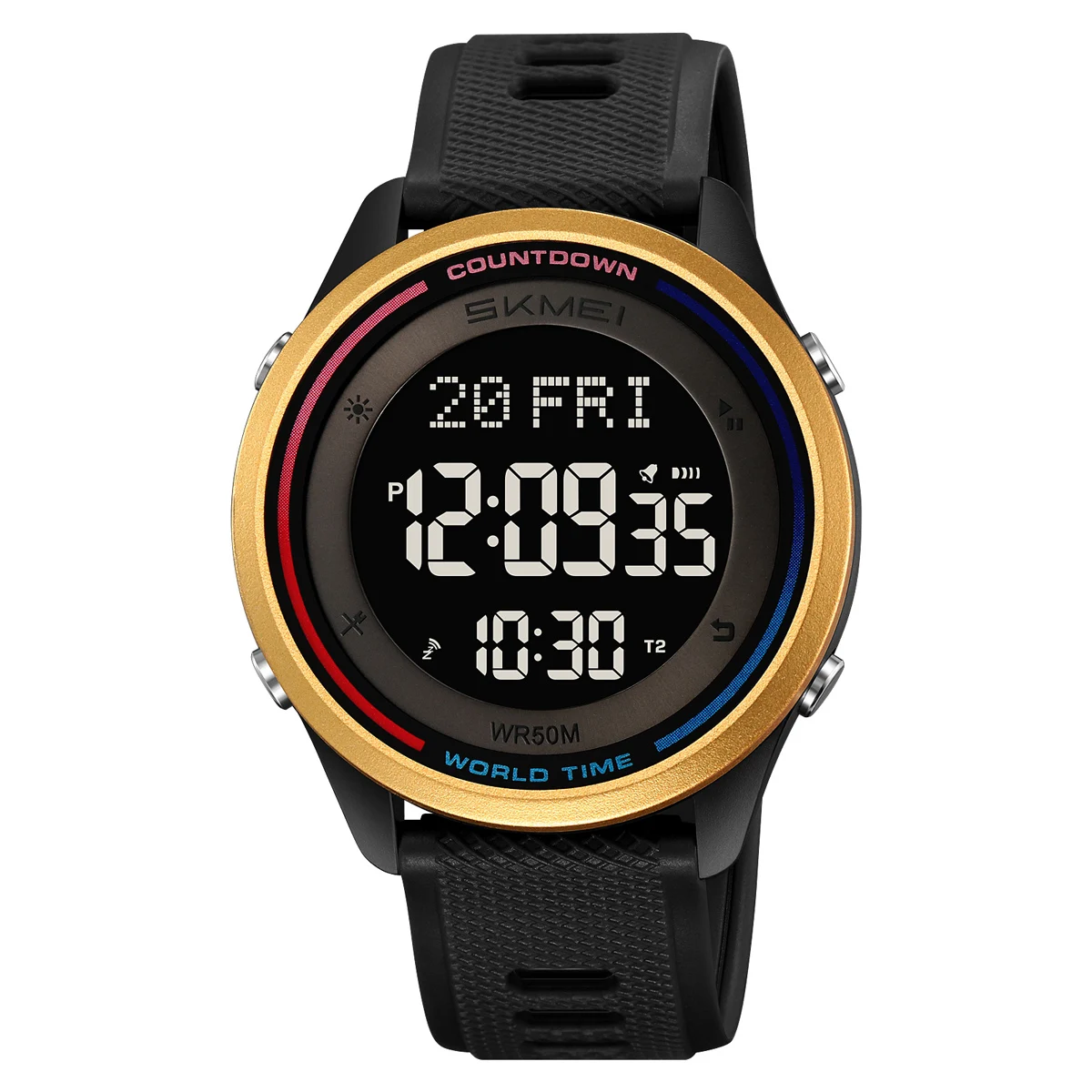 SKMEI Orologio digitale quadrato da uomo, classico, multifunzione