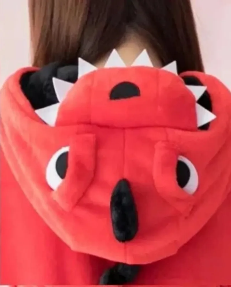 Red Dinosaur Beast Jumpsuit Night-clothes Mature Trendy Individual Endearing Comfortable Cold-proof Fluffy Women's Home Wear