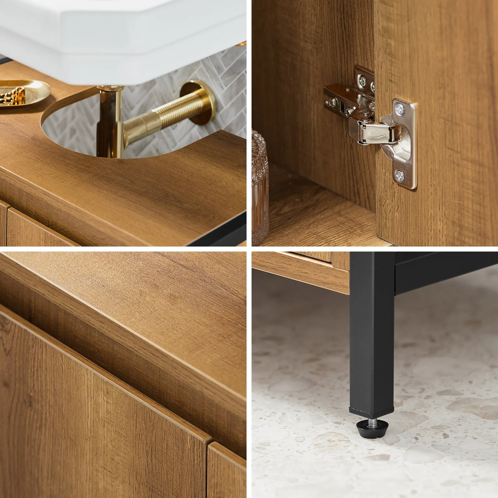 SoBuy BZR63-PF Waschbeckenunterschrank Badschrank Waschtisch Unterschrank Badmöbel Vintage BHT ca: 60x60x30cm – Detail 2