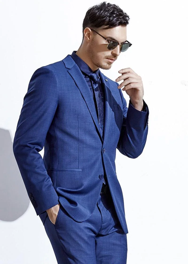 2024 Fashion Business Royal Blue 2 Piece Suit High Quality Custom Slim Fit Jacket For Men Wedding Casual Tuxedos Costume Homme