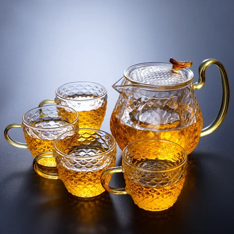 Heat Resistant Glass Fish Ceremony Teapot Boron Silicon Filter Strainers Chinese Kung Fu Scale Teawear Set Pot High