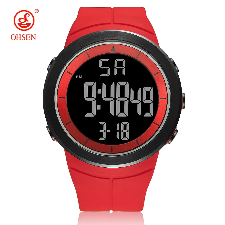 

Digital Men's Watches OHSEN Red Waterproof Sport Tactical Watch for Men Large LED Dial Fashion Military Wristwatch reloj hombre