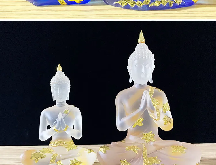 Mini transparente Buddha Statue Zen Geste klar Thai Buddha Harz Figur Skulptur Home Office Feng Shui Dekoration Ornament – Detail 19
