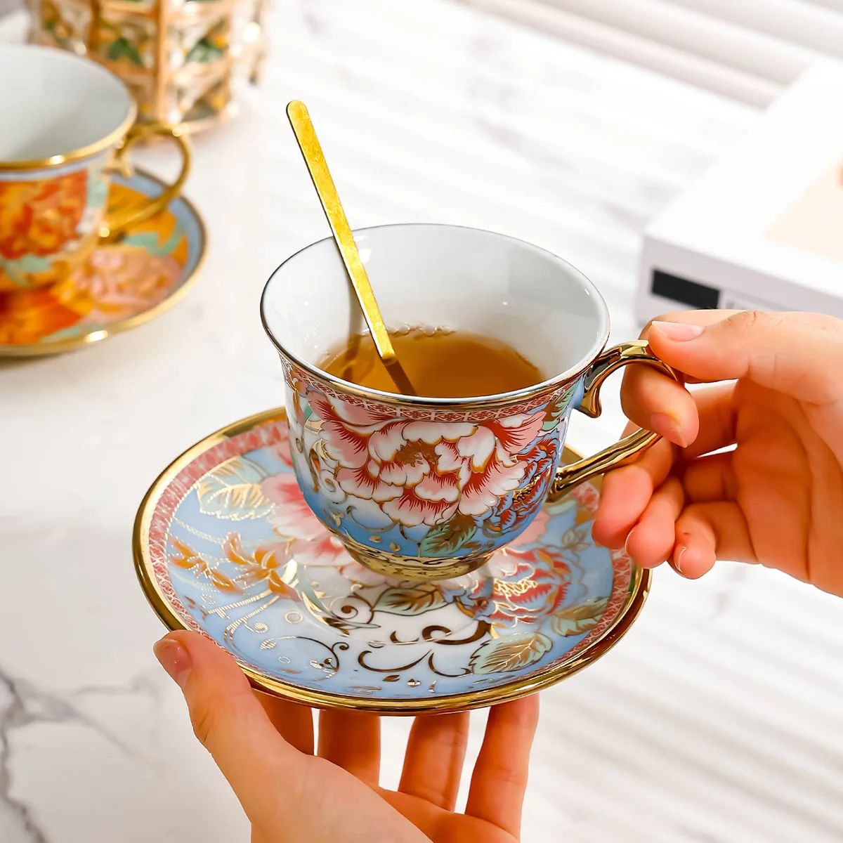 Tazza Caffè Creativa Con Piattino - Design Faccia Pensatore, 8oz Verde! - Foto 3