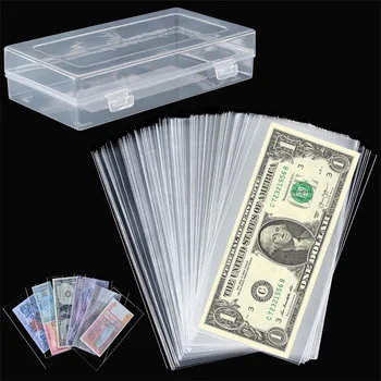 100Pcs Paper Money Collection Album Collection Pockets Loose Leaf Sheet Creative Money Banknote Protective Bag for Collector 1