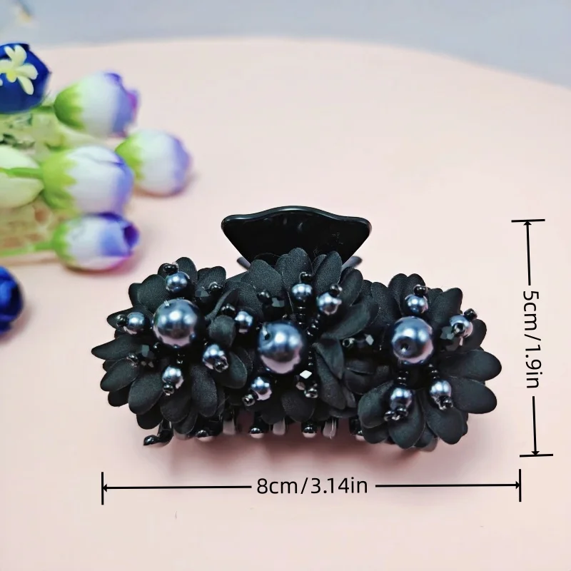 Neuer Stoff-Haarklammer mit Blumenmuster, klassische Haarklammer, florale Haaraccessoires für Frauen – Detail 13