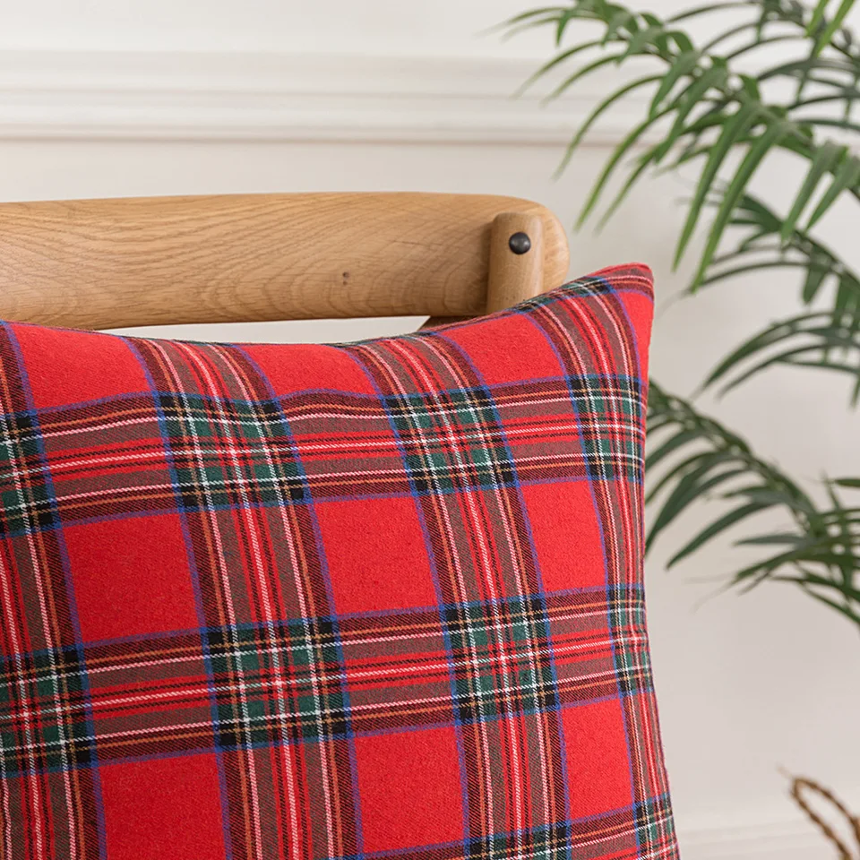 2 Pack Christmas Pillow Covers - 18x18 Inch Cotton Linen Holiday Sofa Cushion Covers, Red Festive Decor