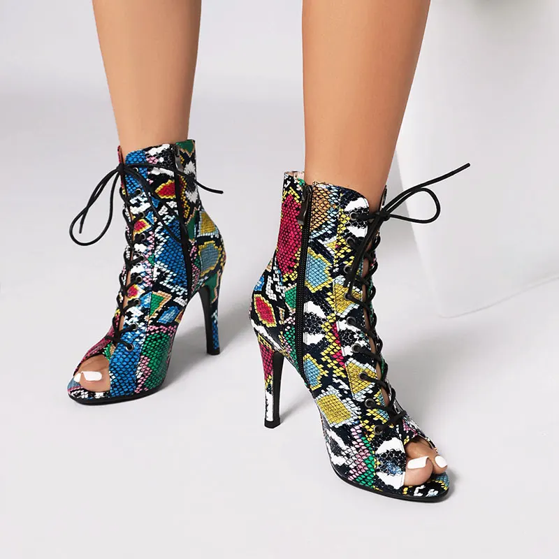 SWDZM Latin Dance Shoes Party Boots High Top Women's Sexy stilettos Leopard Dance Booties for ladies Pole Ballroom Dance Shoes 4