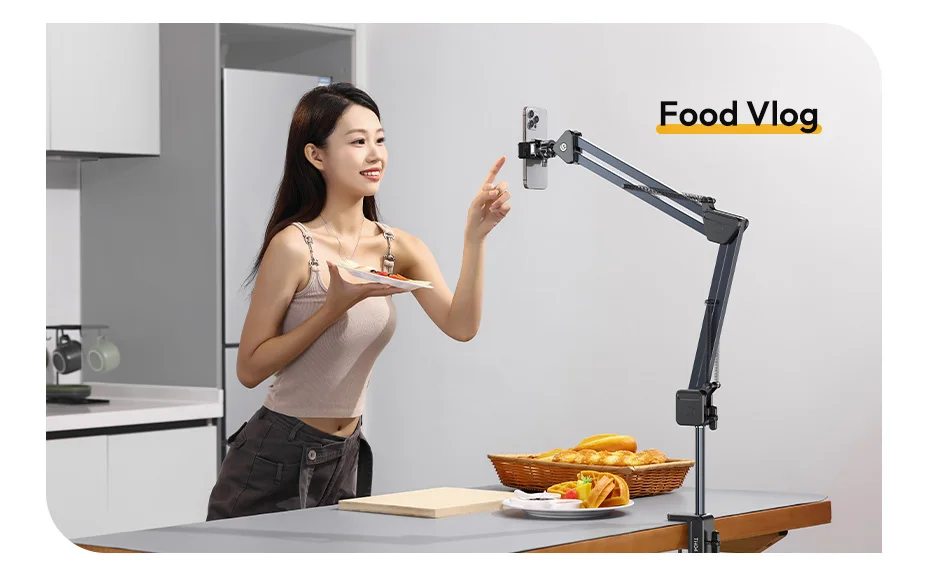 Overhead Camera Mount Microphone Stand Detachable C-clamp 2KG Load for Camera Mi