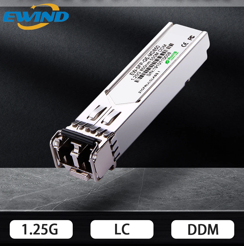 EWIND 1.25G SFP Optical Transceiver 550m DDM Fiber 850nm SFP Transceiver Module Gigabit Multimode Duplex LC Compatible for CISCO acd sfp sx05 sfp 1000base sx lc mm 850nm ddm 550m