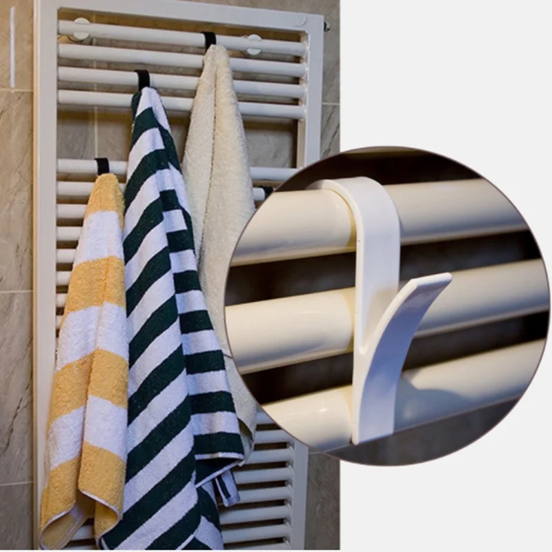 White And Transparent Radiator Towel Hook Holder Clothes Rack Bathroom Storage Housekeeper on Wall Kitchen Organizer 2/4PCS towel holder