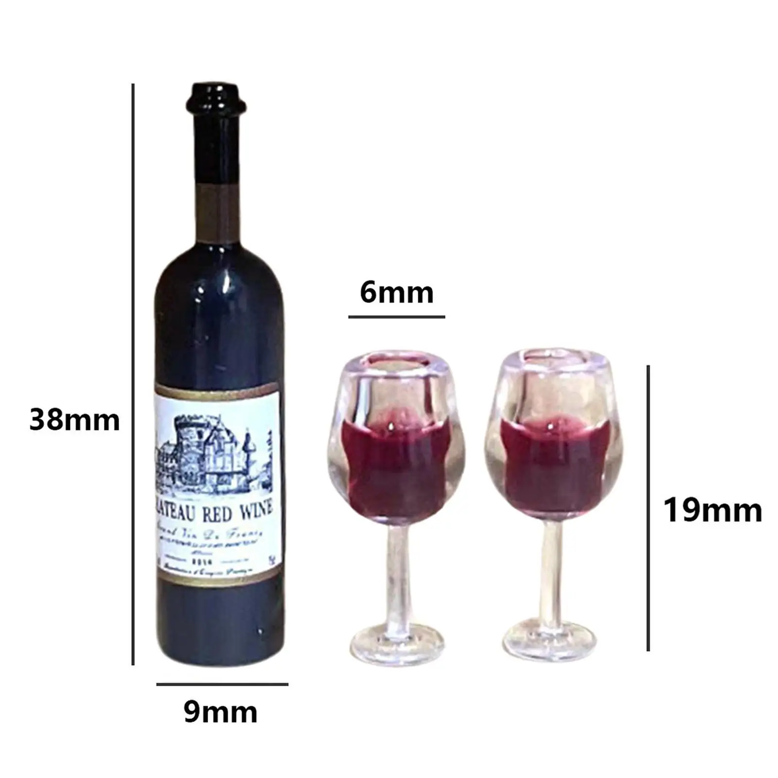 Dollhouse Accessories Wine Bottle Cups Scenery Supplies 1/12 Scale For Bars Living Room Kitchen Home