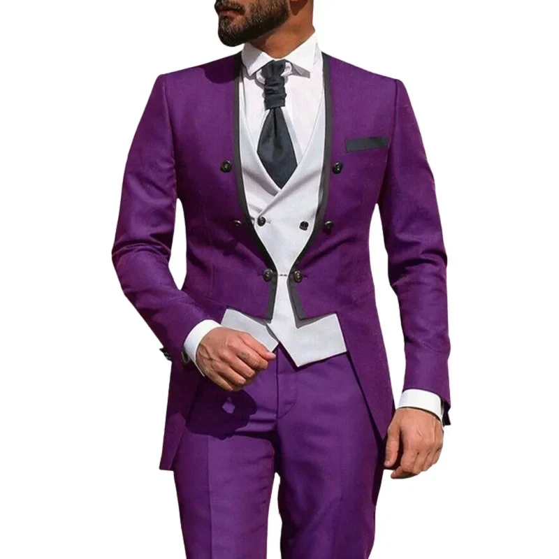 Abiti da uomo grigi Slim Fit 3 pezzi Costume Homme Tuxedo sposo Style Suit Prom Party Blazer Terno Jacket + Pant + Vest