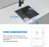 ROVATE 18×18 Inch Undermount Kitchen Sink 304 Stainless Steel Single Bowl Bar or Prep Sink 18 Gauge 9 Inch Deep Small Sink Black 2
