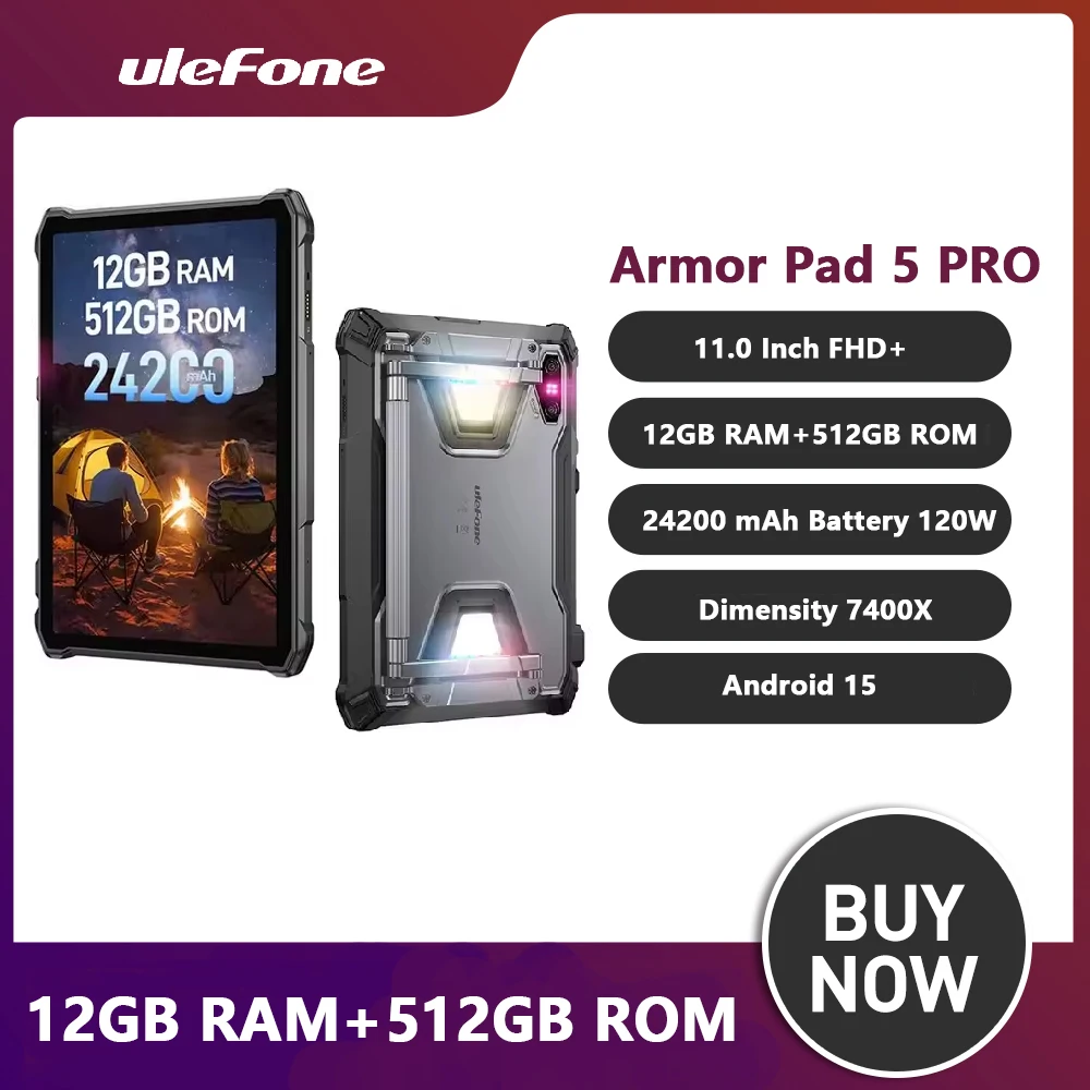 Tablette ULEFONE ARMOR PAD 5 Pro 5G - 12/512 Go, 64MP, 24200 MAh, Robuste, Livraison ByFedEx