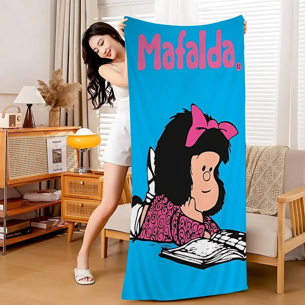 Cartoon Mafalda Microfiber Printed Beach Towel Mountain Climbing Yoga Beach Swimming Running Absorbent Soft Towel