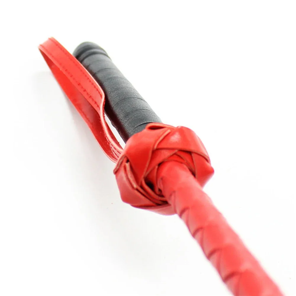 56CM Red Riding Crop PU Leather Whip Crops Equestrianism HorseWhip with Wristband 3