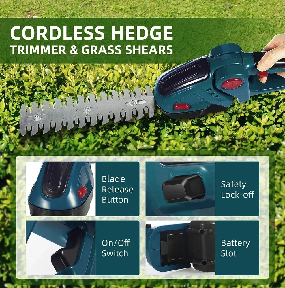 2 IN1 Electric Hedge Trimmer Pruning Saw Cordless Handheld Weeding Pruning Shear Shrub Mower Garden Tool For Makita 18V Battery 3