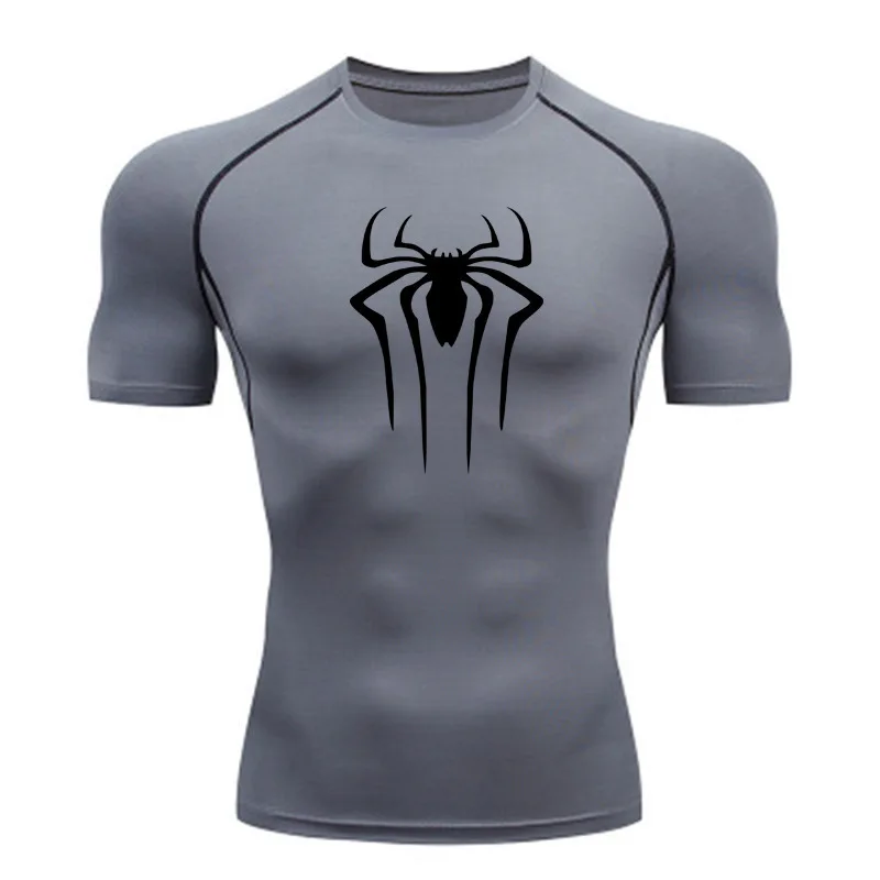 Camiseta de compresión para hombre, ropa deportiva de superhéroe para gimnasio, correr, Rashgard, de secado rápido, de manga corta, nueva