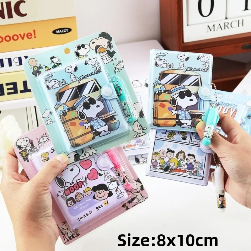 4/12/24PCS 스누피 PU 핸드북 세트 휴대용 애니메이션 다이어리 학교 사무용품 노트북 창의적이고 귀여운 노트북 선물 신상품