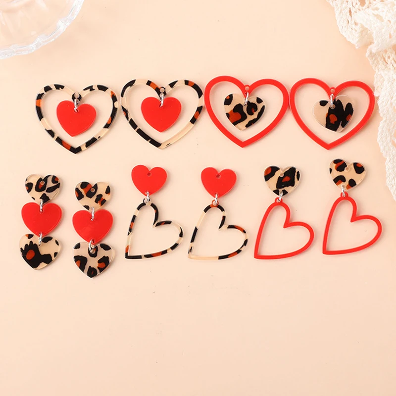 

10Pcs Creative Valentine's Day Leopard Pattern Love Acrylic Charms for Women Earring Necklace Bracelet Bag Jewelry DIY Making