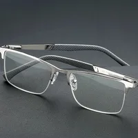 Lunettes de lecture demi-monture en métal pour hommes, monture de lunettes bloquant la lumière bleue, Type d'affaires, lunettes de Prescription de haute qualité 1